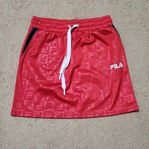 Fila Red Tennis Sport Skirt with Drawstring Waist Pockets Size Small